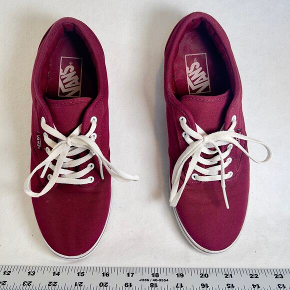 Van's Off The Wall Sneakers Canvas Low-Rise Lace-Up Woman's 8 Burgandy Red TB4R - Picture 1 of 9